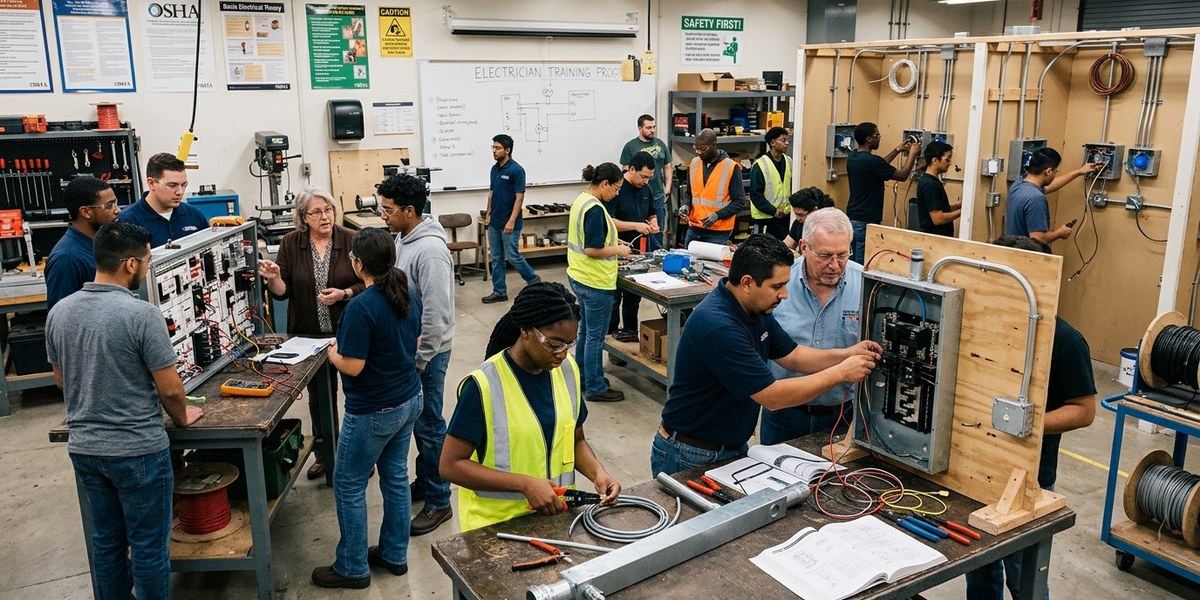 how to get started as an electrician — career guide illustration